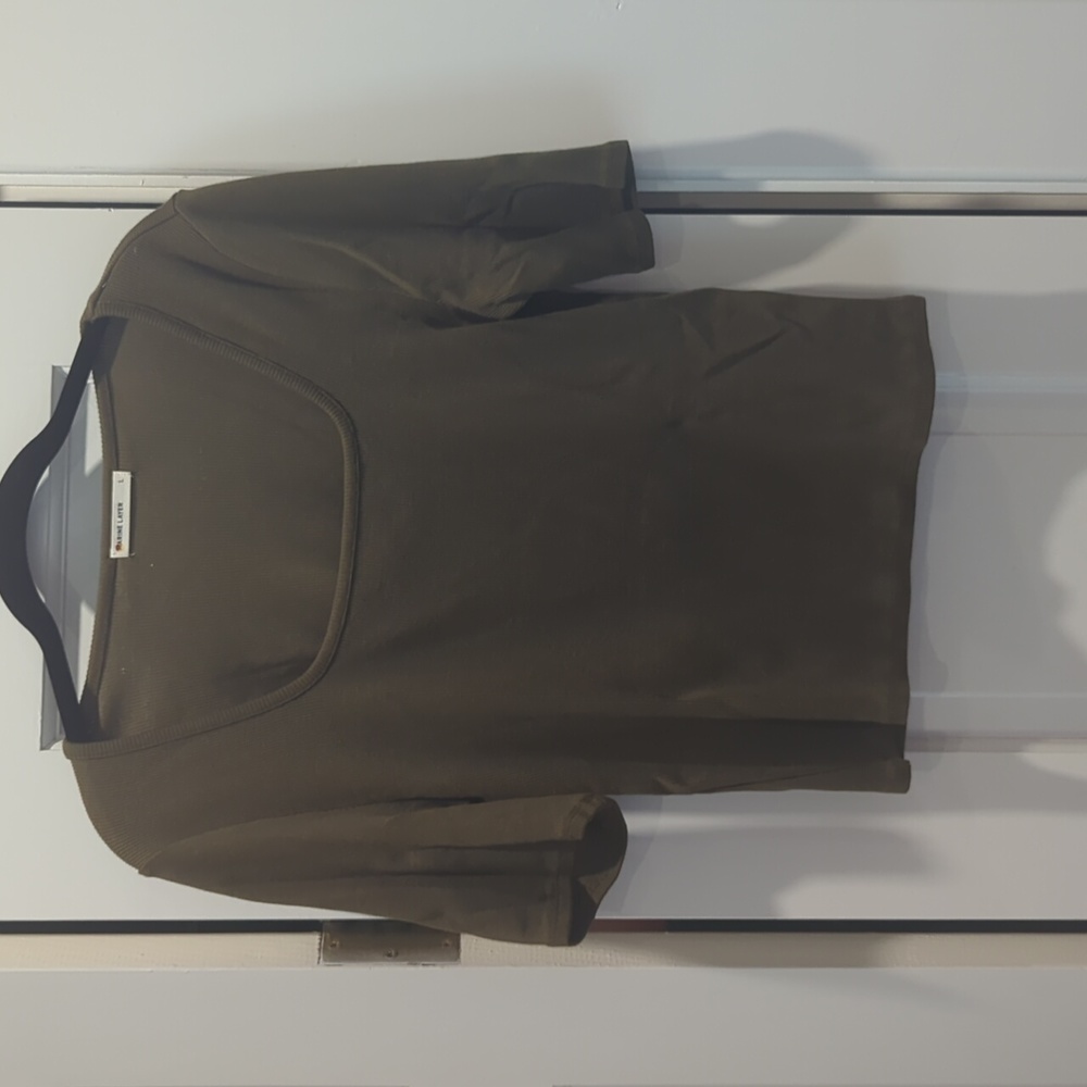 Marine Layer Lexi Rib Square Neck Top in Military Olive